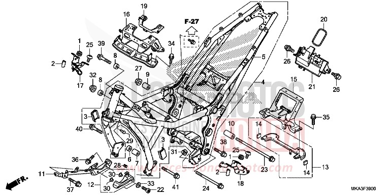 CARROSSERIE DE CHASSIS de NC750X "Méca" SWORD SILVER METALLIC (NHA95) de 2017